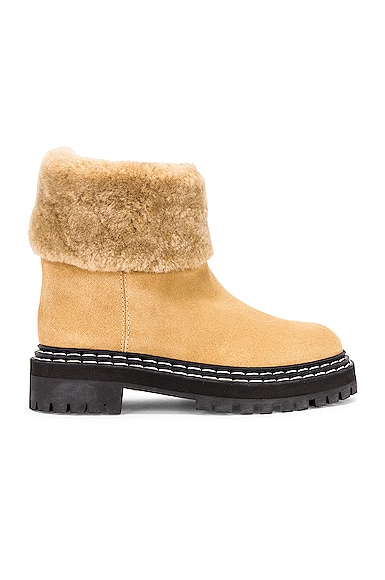 Lug Sole Shearling Ankle Boots