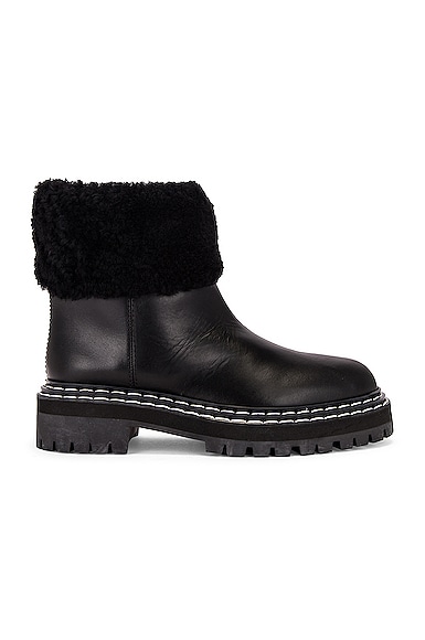 Lug Sole Shearling Ankle Boots