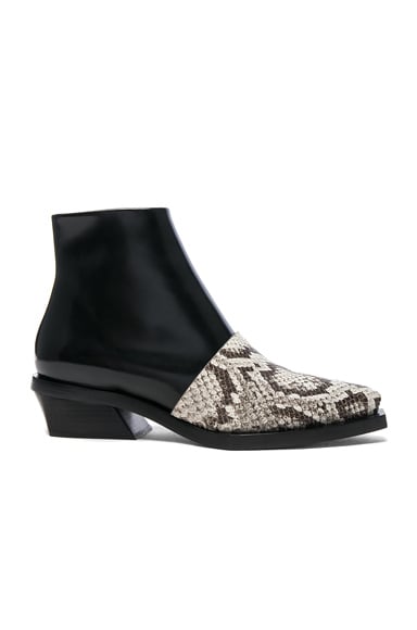 Leather & Snakeskin Ankle Boots