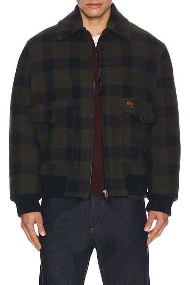 President's Tom Jacket in Wool Check Blue Green