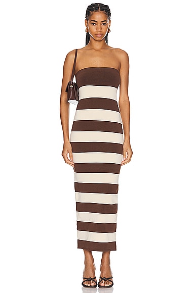 Theo Strapless Dress in Brown
