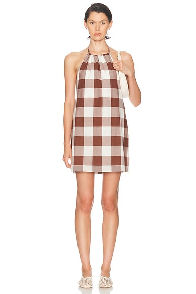 Posse Callie Mini Dress in Mocha Gingham