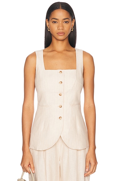 Posse Lucille Vest in Beige Pinstripe