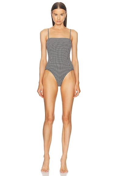 Posse Nora One Piece Swimsuit in Gingham Black & Cream