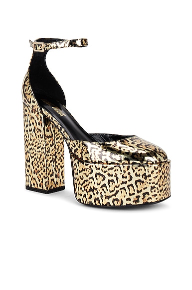 Shop Paris Texas Dalilah Platform 130 Heel In Gold Cheetah