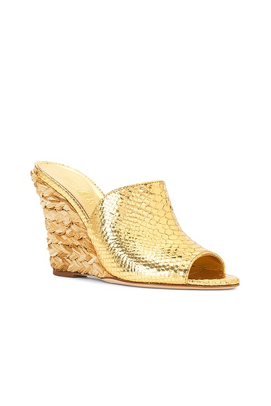 Paris Texas Deia 100 Leather-trimmed Espadrille Wedges In Gold & Natural