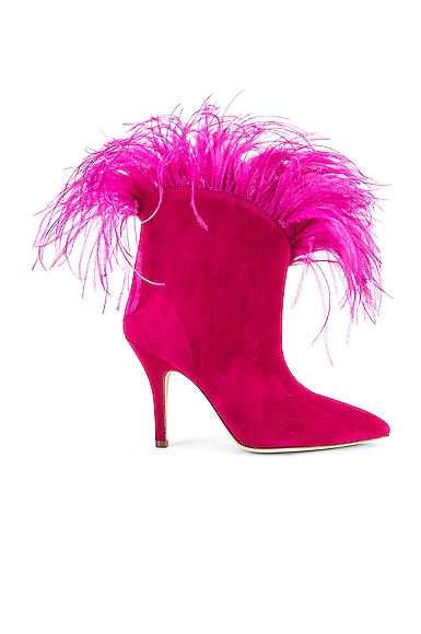 Suede Stiletto Ankle boot with Marabou Feathers