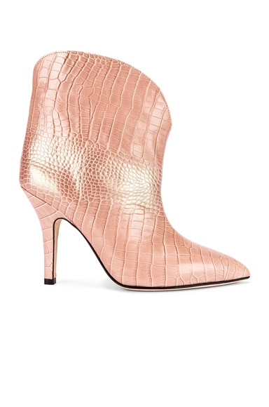 Iridescent Moc Croco Rounded Stiletto Ankle Boot