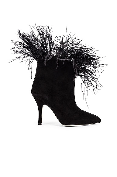 Paris Texas for FWRD Suede Stiletto Ankle Boot with Marabou Feathers in ...