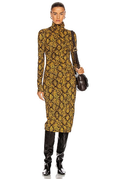 Proenza Schouler White Label Jersey Turtleneck Dress in Gold & Black Snake | FWRD Proenza Schouler White Label Jersey Turtleneck Dress in Gold & Black Snake | FWRD