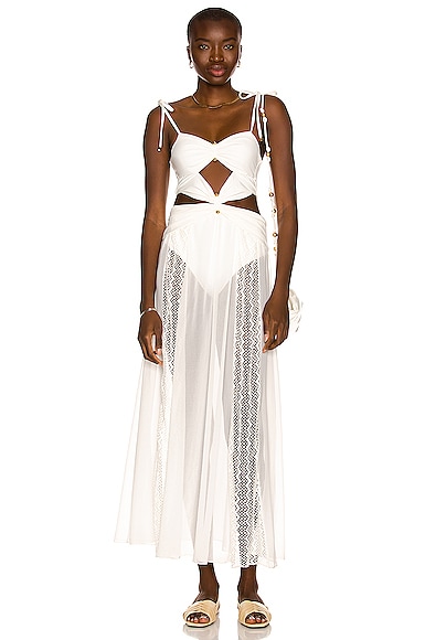 PatBO Cut Out Beach Dress in White