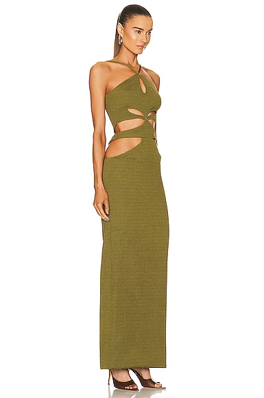 Shop Patbo Asterisk Knit Dress In Olive