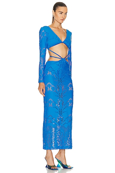 Shop Patbo Stretch Lace Maxi Dress In Cobalt