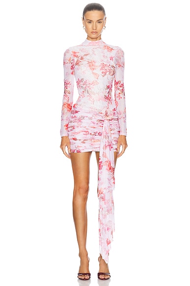 Floral Haze Stretch Tulle Mini Dress