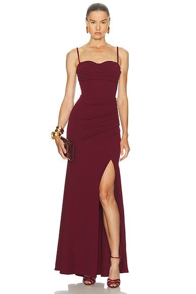 PatBO Mystique Crepe Gown in Dark Red