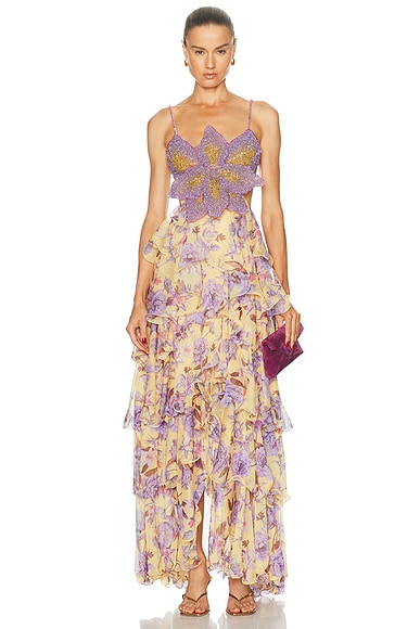 PatBO Peony Butterfly Maxi Dress in Yellow