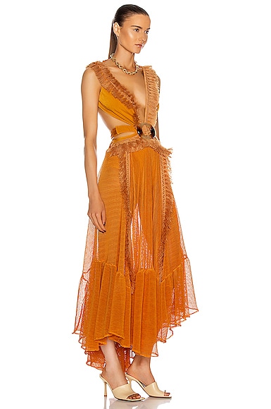 PATBO NETTED FRINGE BEACH DRESS