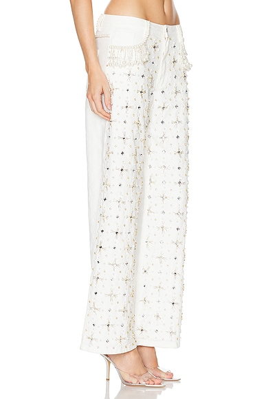 Shop Patbo Beaded Wide Leg In White