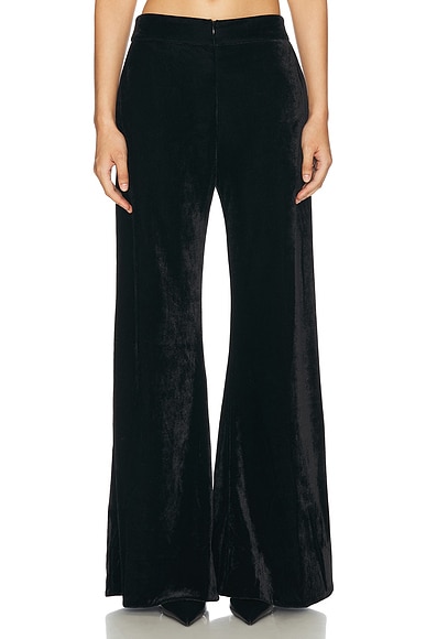 PatBO Velvet Wide Leg Pant in Black