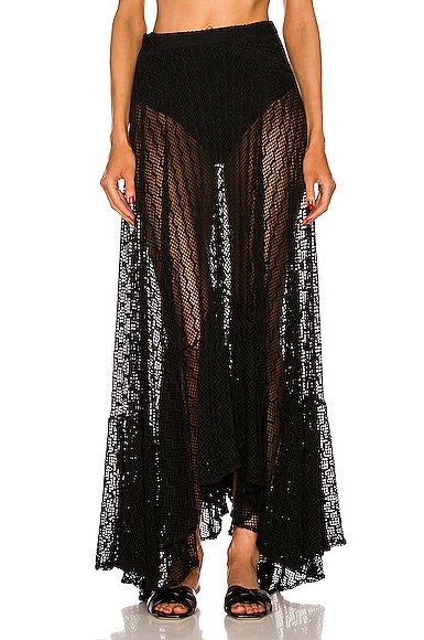 PatBO Lace Beach Skirt in Black