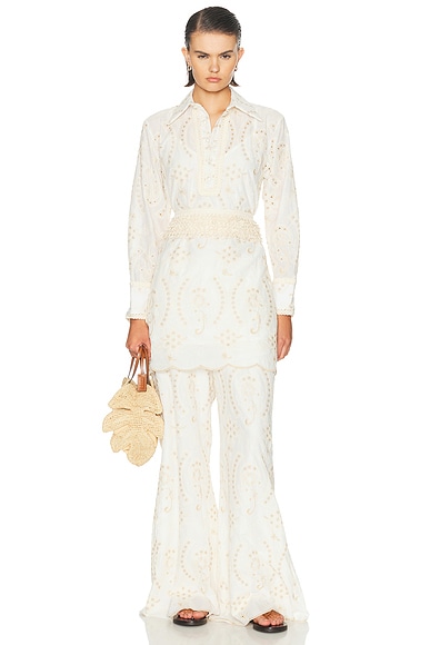 PatBO Serenity Poplin Tunic Top in Off White