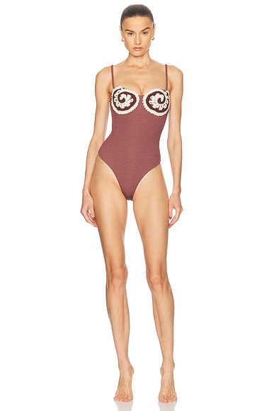 Merian Knit Embroidered One Piece Swimsuit