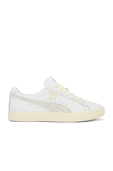Puma Select Clyde Base Sneakers in Puma White, Frosted Ivory, & Puma Team Gold
