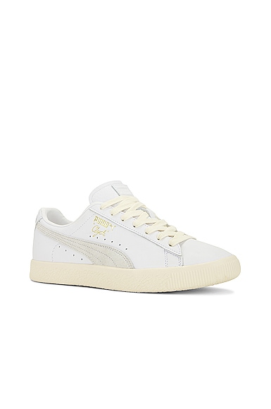 Shop Puma Clyde Base Sneakers In  White  Frosted Ivory  &  Team G