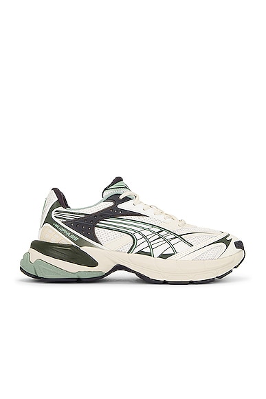 Shop Puma Velophasis Technisch Sneaker In Warm White  Green Fog  & Dark Coal