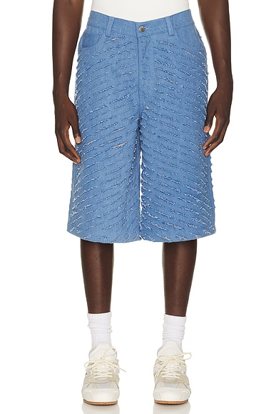 Cut Through Denim Shorts