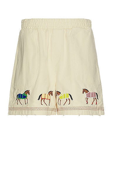 Embroidered Horse Shorts