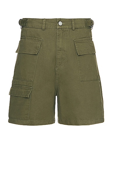 Twill Cargo Shorts in Green