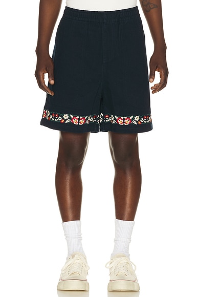 Embroidery Twill Floral Shorts
