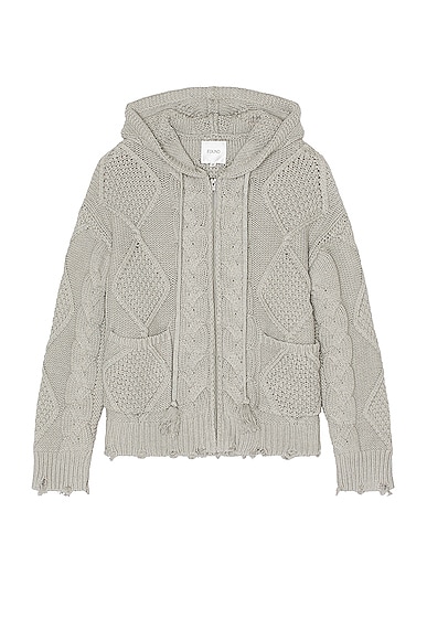 Found Zip Up Brushed Knit Hoodie in Grey | FWRD