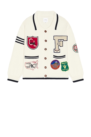 Found York Varsity Patch Collared Cardigan
