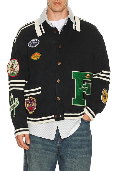 Varsity Patch Collared Cardigan