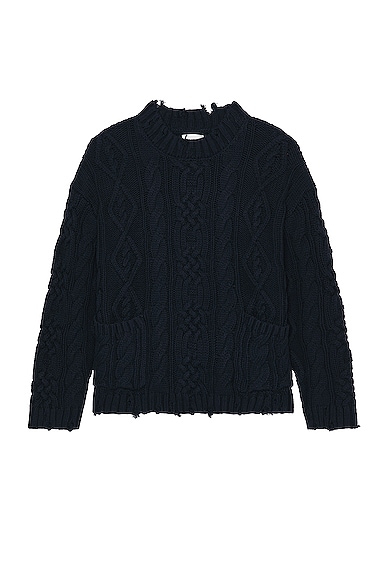 Found Cable Knit Sweater in Navy