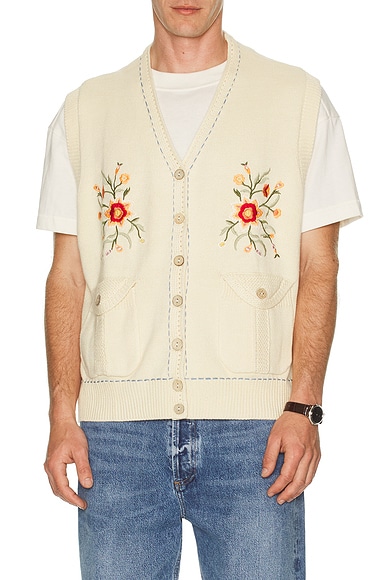 Found Floral Embroidered Knit Vest