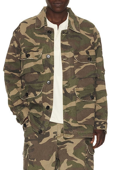 Camouflage Twill Utility Cargo Jacket