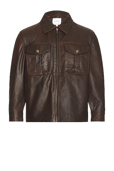 Found Leather Over Shirt in Brown