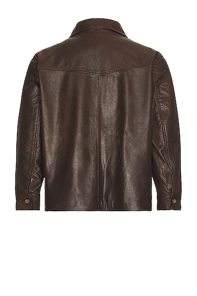 Shop Found Leather Over Shirt In Brown