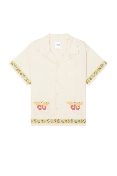 Shop Found Moth Short Sleeve Camp Shirt In Cream