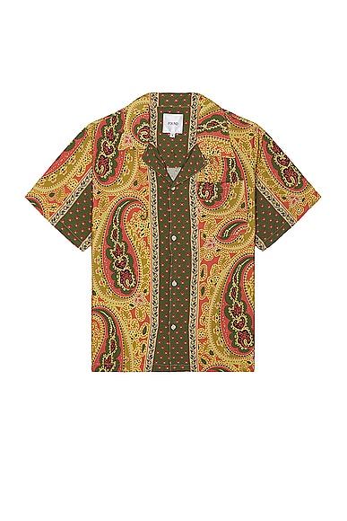 Paisley Short Sleeve Camp Shirt in Brown