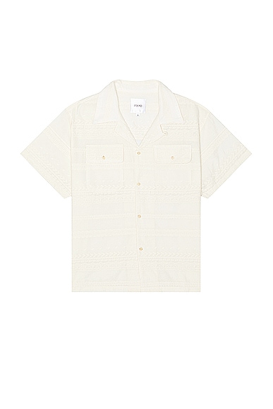 Found Lace Short Sleeve Camp Shirt in Off White