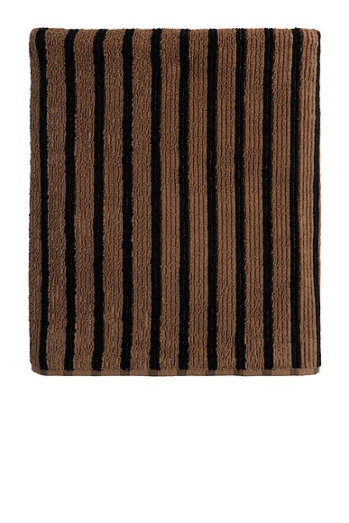Parachute Organic Resort Stripe Hand Towel in Camel With Soft Black