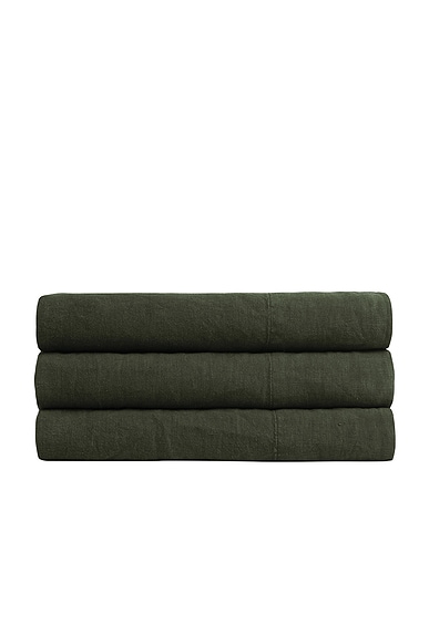 Parachute Linen Top Sheet in Evergreen