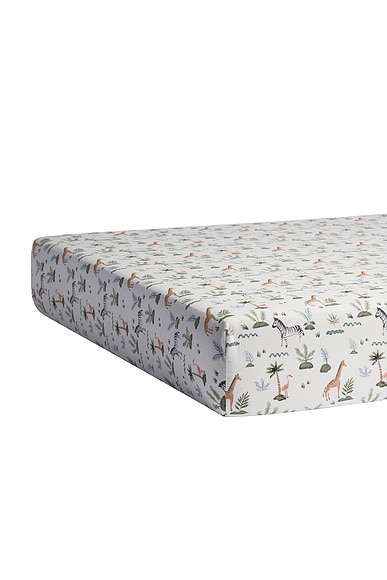 Parachute Percale Crib Sheet in Animal Print