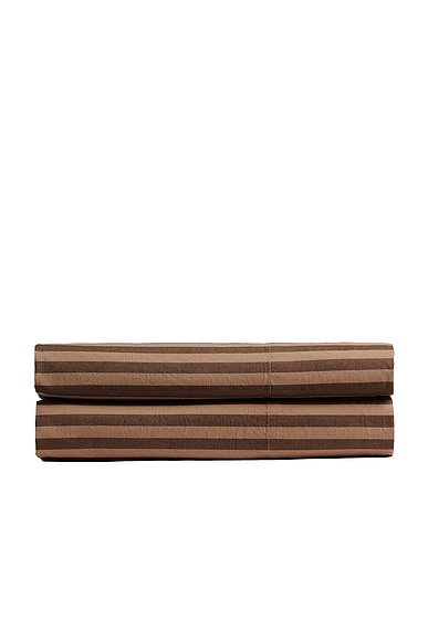 Parachute Percale Fitted Sheet in Adobe Stripe