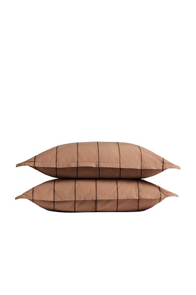 Parachute Pillow Percale Sham Set in Adobe Stripe