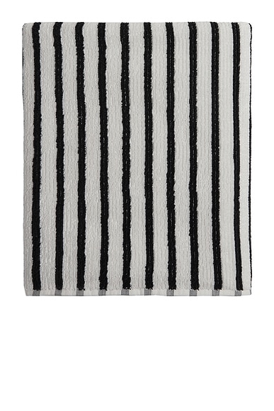 Parachute Organic Resort Stripe Bath Towel in Plaster With Soft Black